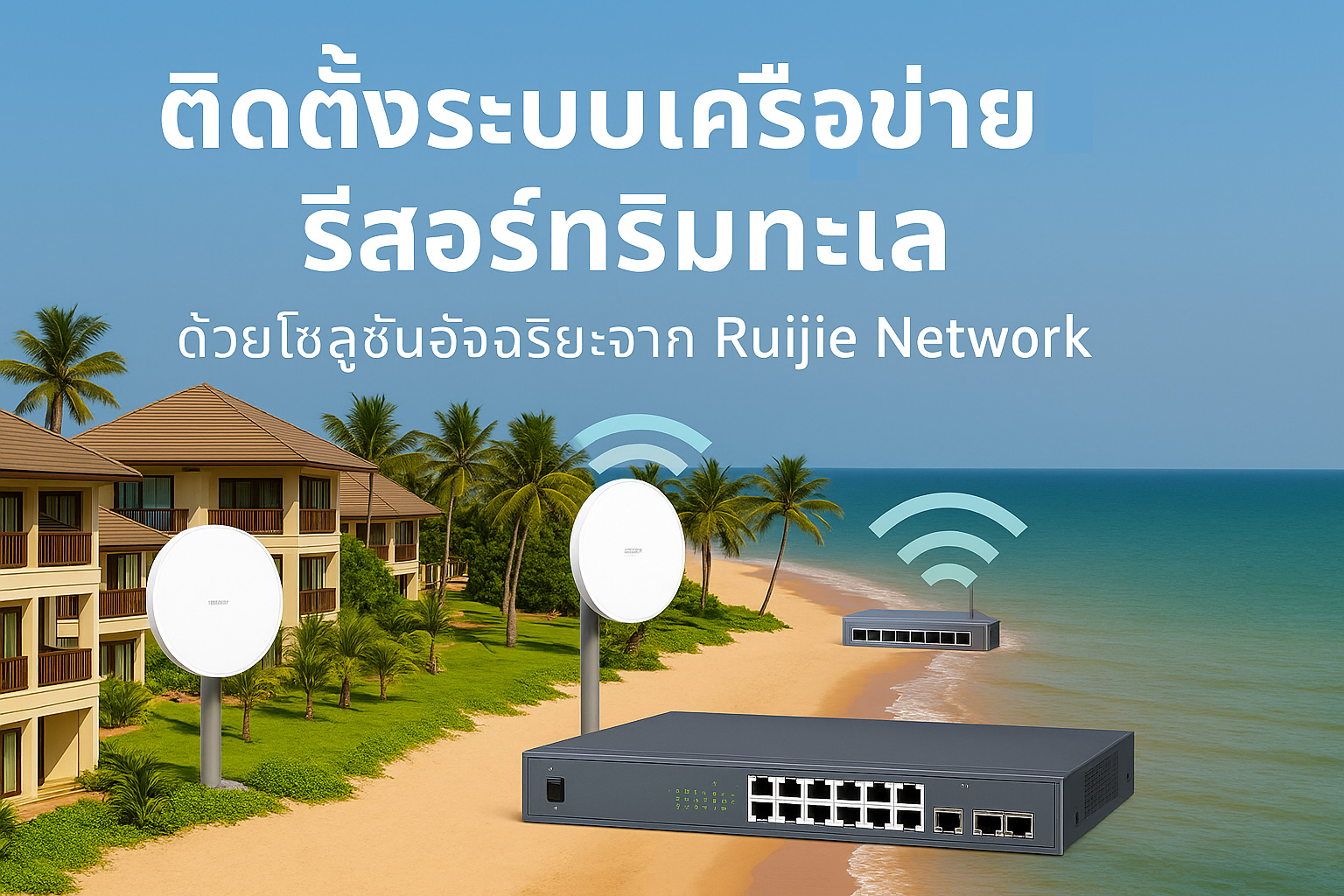 Ruijie Network ติดตั้งเครือข่ายในรีสอร์ทริมทะเล